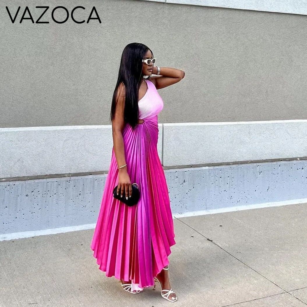 One Shoulder Pleated Elegant Dress