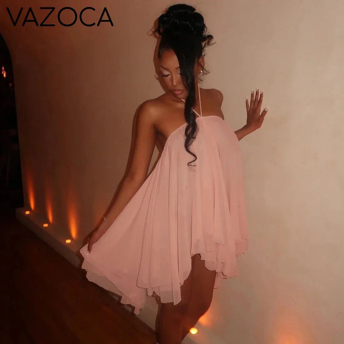 Sheer Halter Mini Dress