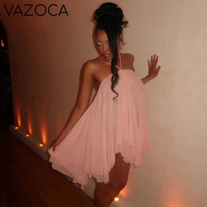 Sheer Halter Mini Dress