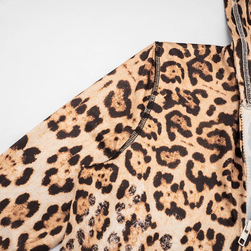 Gradient Leopard Hooded Flared Pants Set