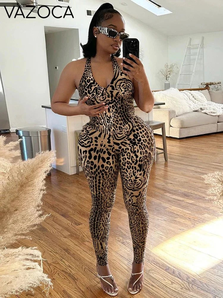 Peach Leopard Jumpsuit