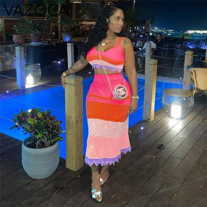 Colorful Knitted Two Piece Set