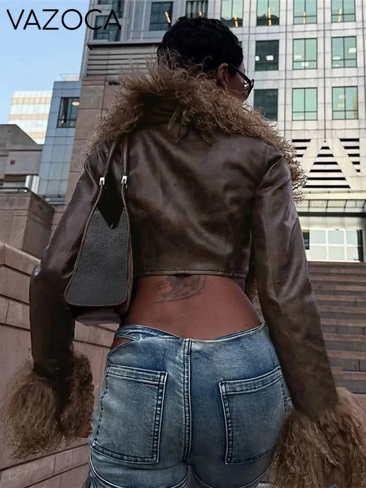 Fur V-Neck Crop Top