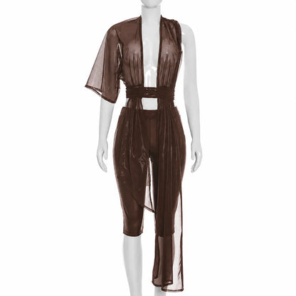 Sheer Asymmetric Pants Set