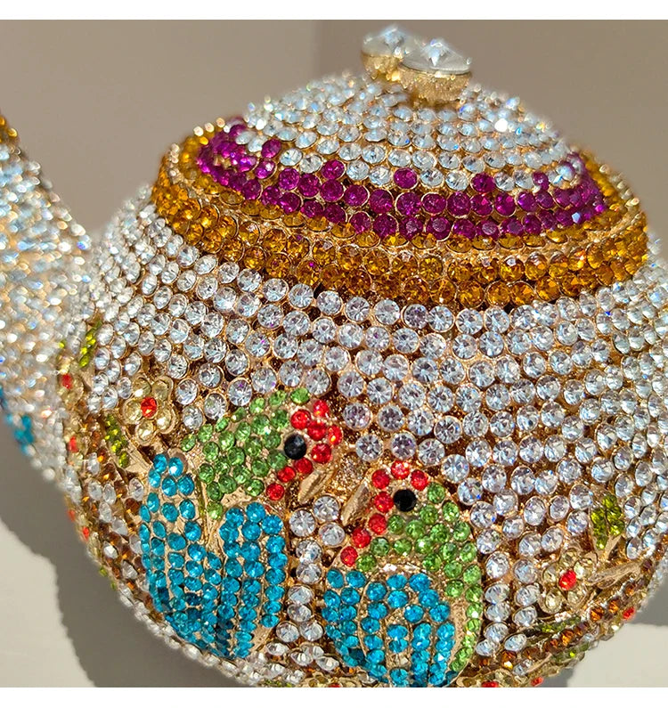 Teapot Rhinestone Clutch Bag