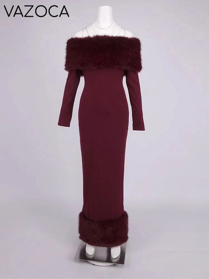 Lorene Fur Maxi Dress