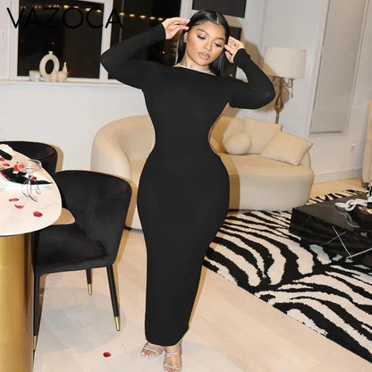 Open Back Black Maxi Dress