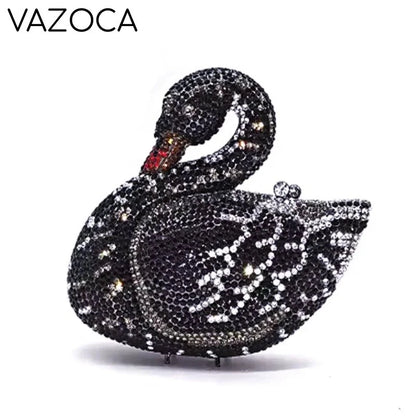 Swan Rhinestone Clutch Purse