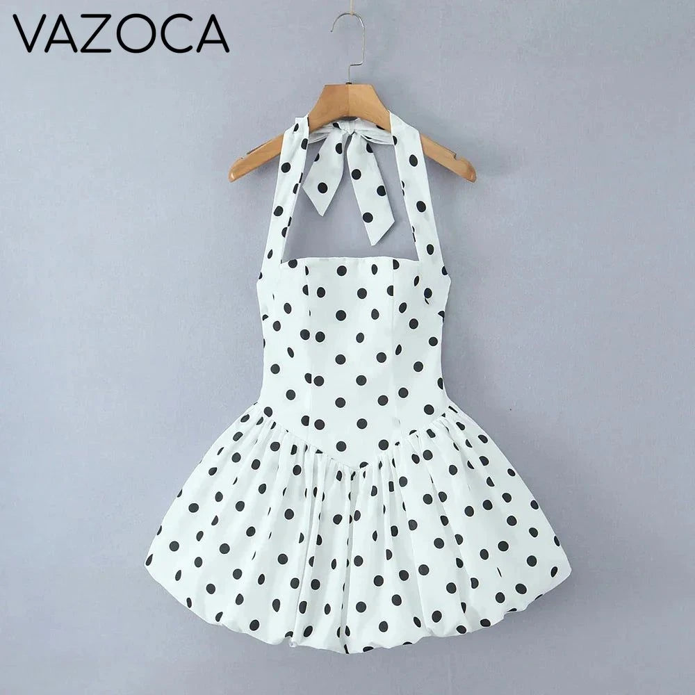 Polka Dot Puff Mini Dress
