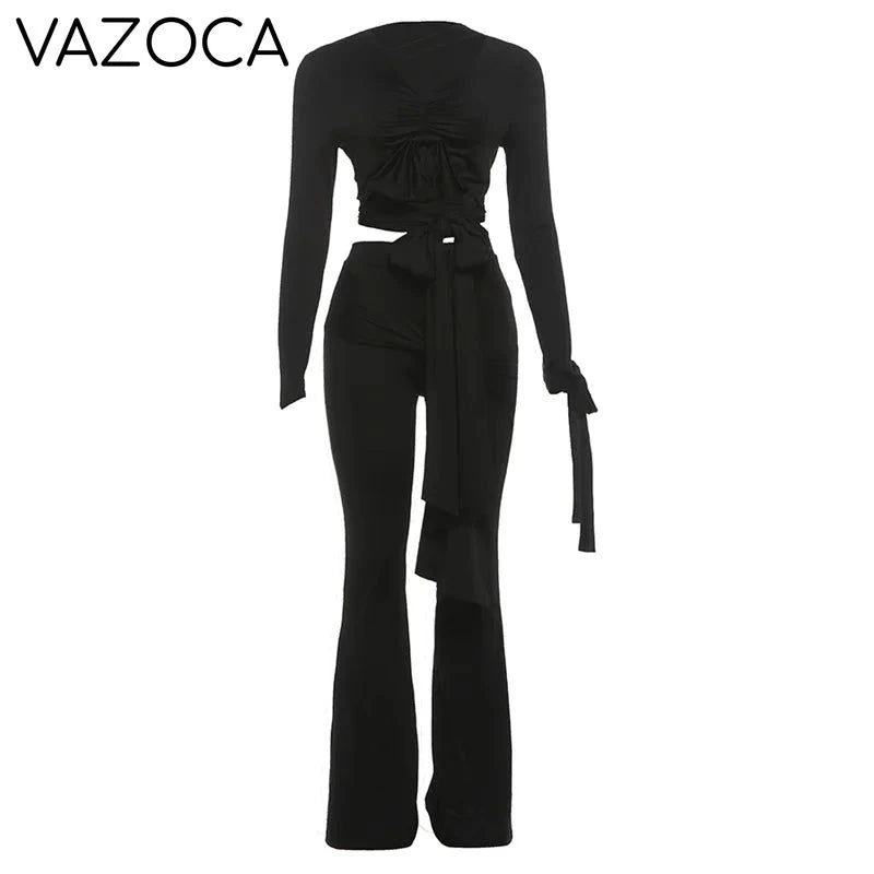 Multi Knot Flare Tassel Pants Set