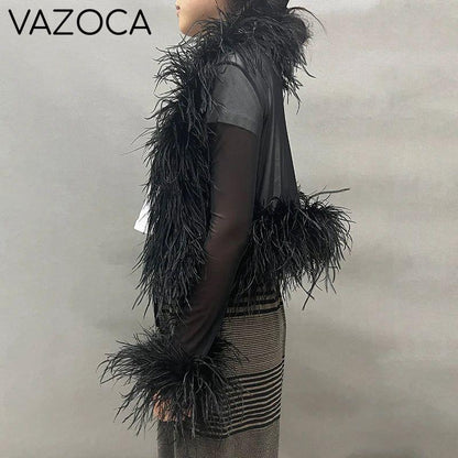 Lya Mesh Feather Blouse