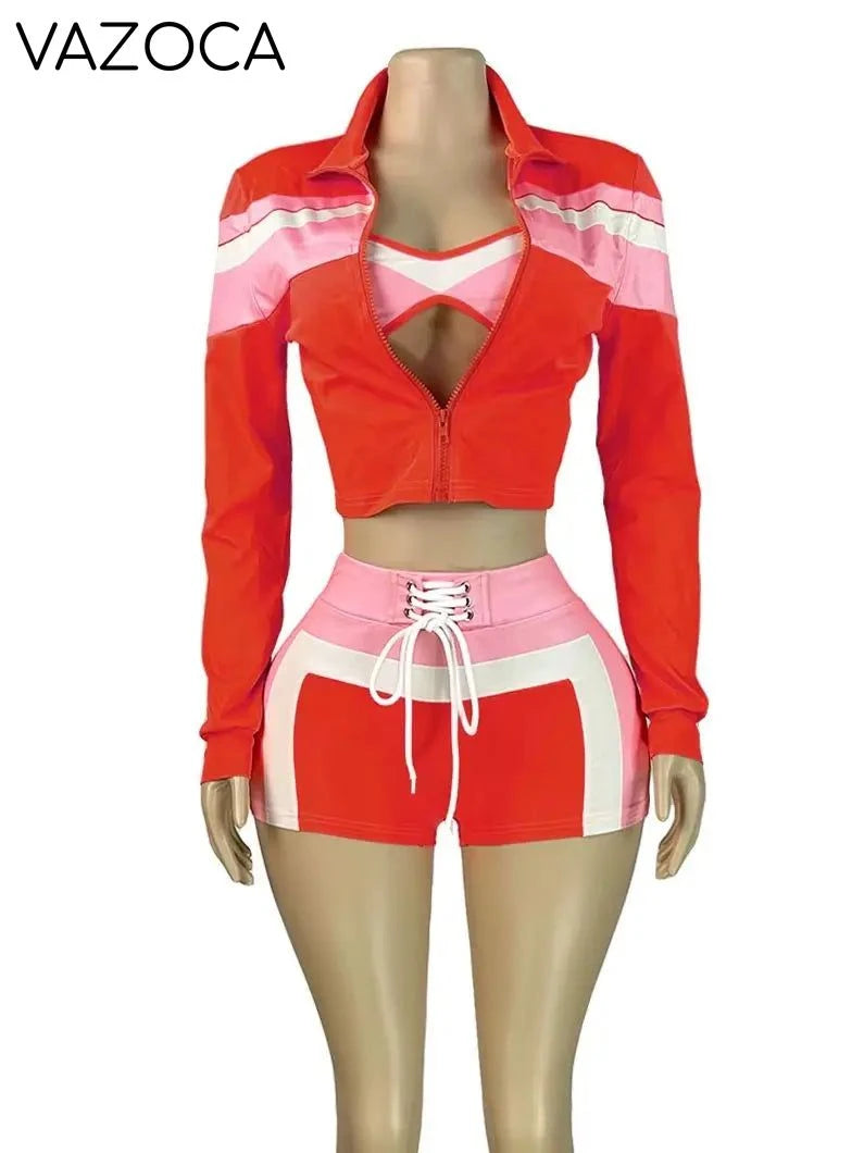 Rainbow 3Pcs Tracksuit Short Set