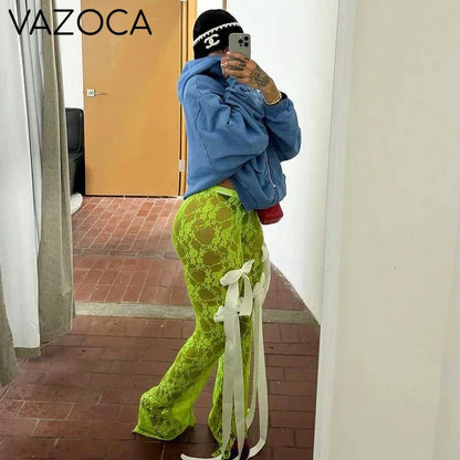 Bow Tassel See Through Pants
