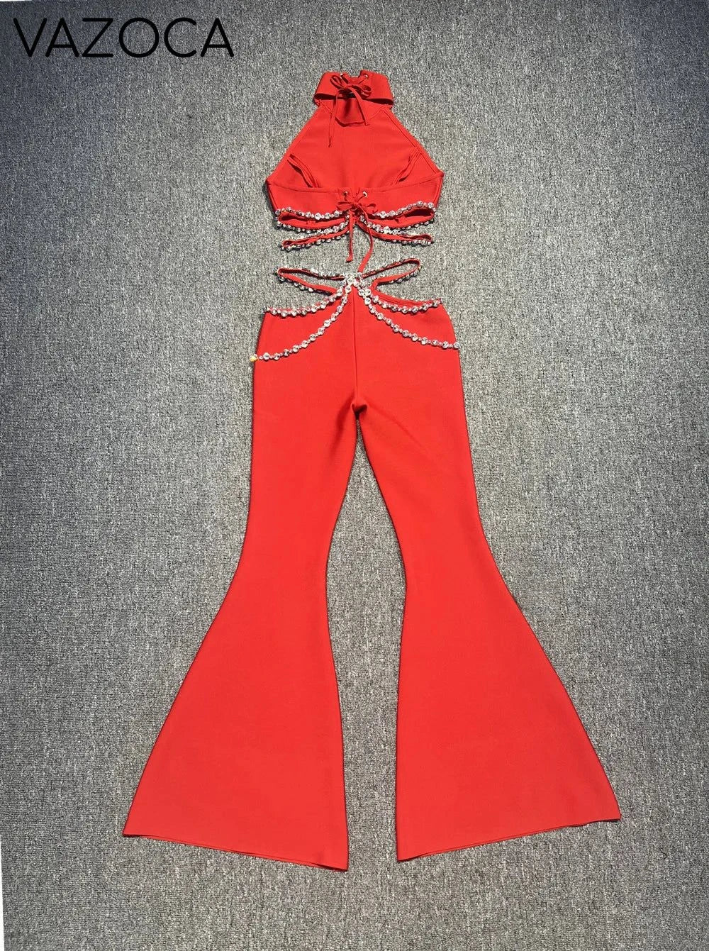 Shinning Crystal Bandage Pants Set