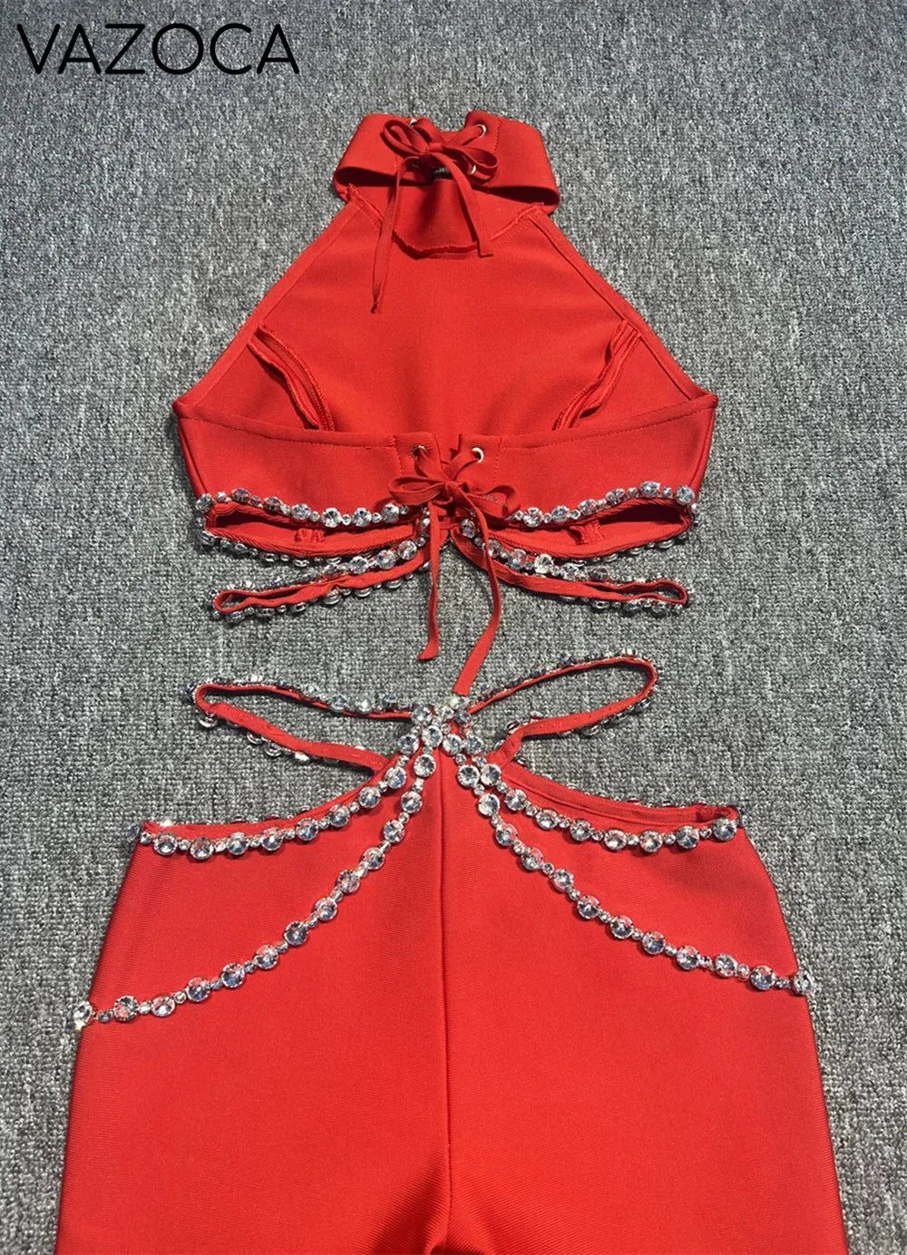Shinning Crystal Bandage Pants Set