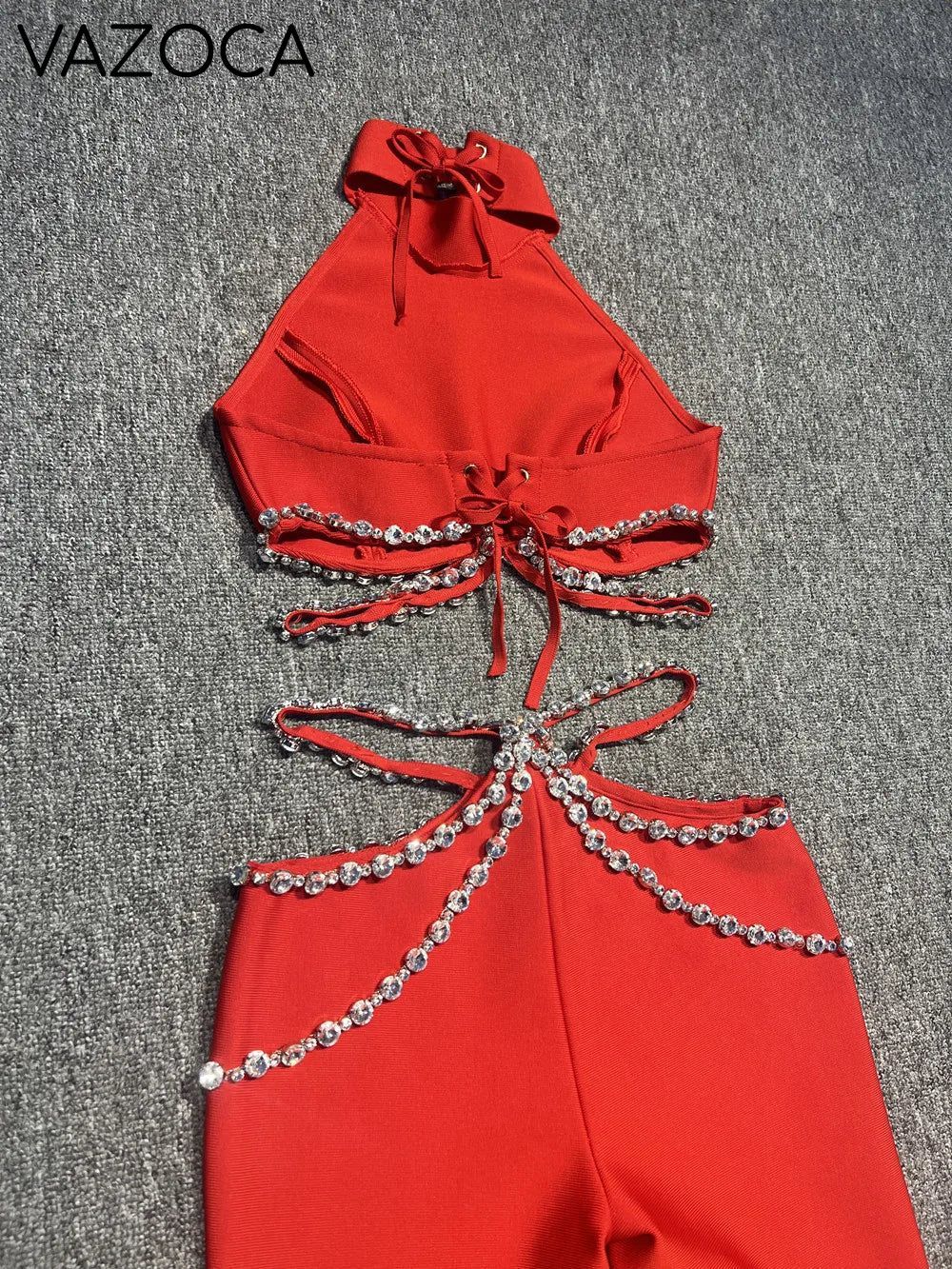 Shinning Crystal Bandage Pants Set