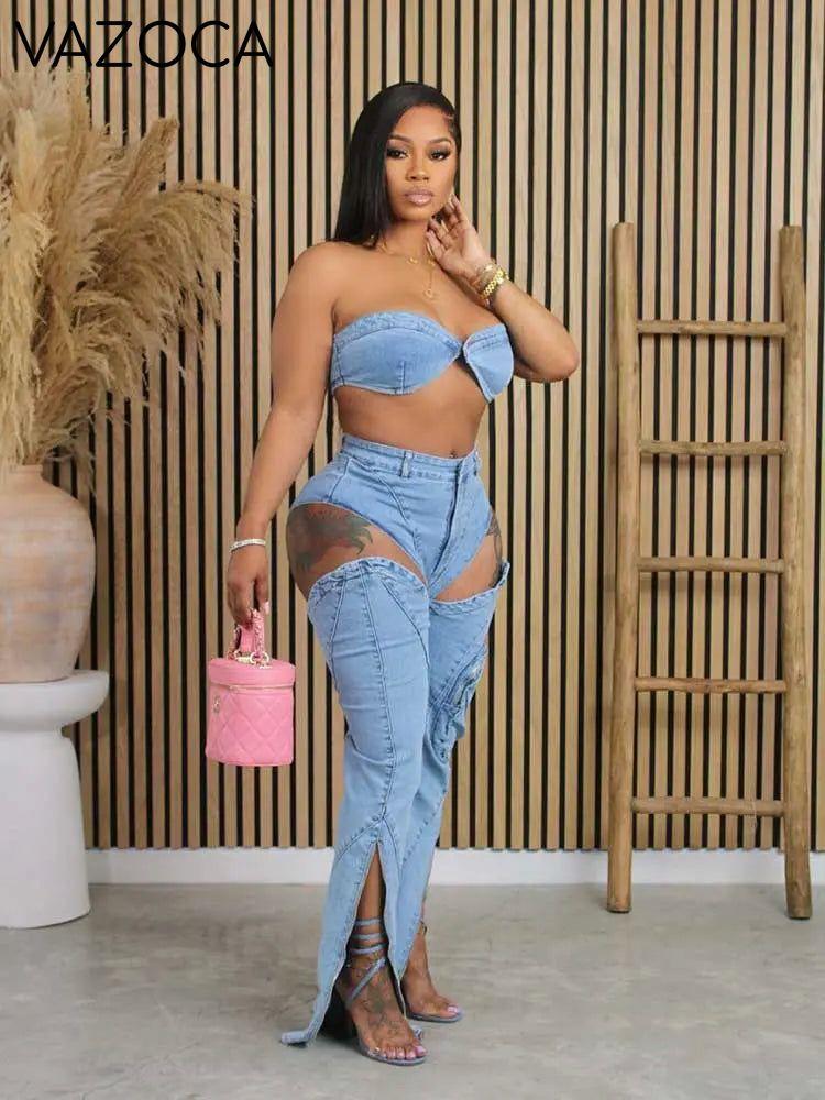 Sidney Denim Pants Set