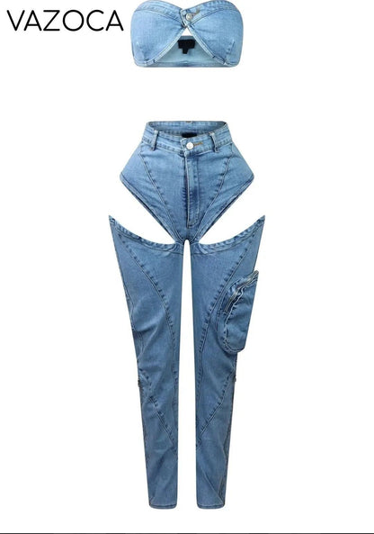 Sidney Denim Pants Set
