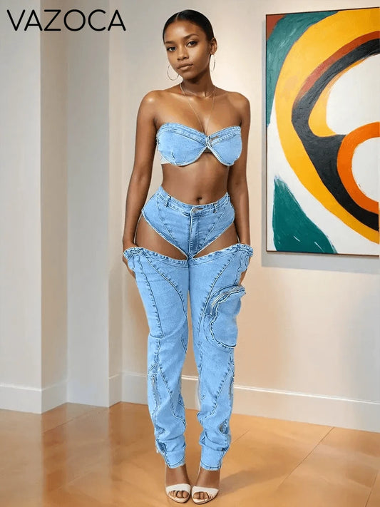 Sidney Denim Pants Set