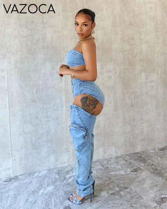 Sidney Denim Pants Set