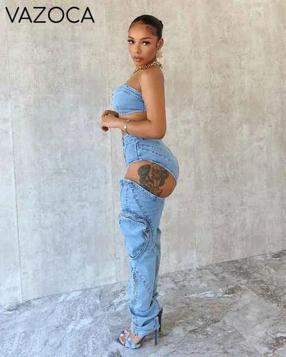 Sidney Denim Pants Set