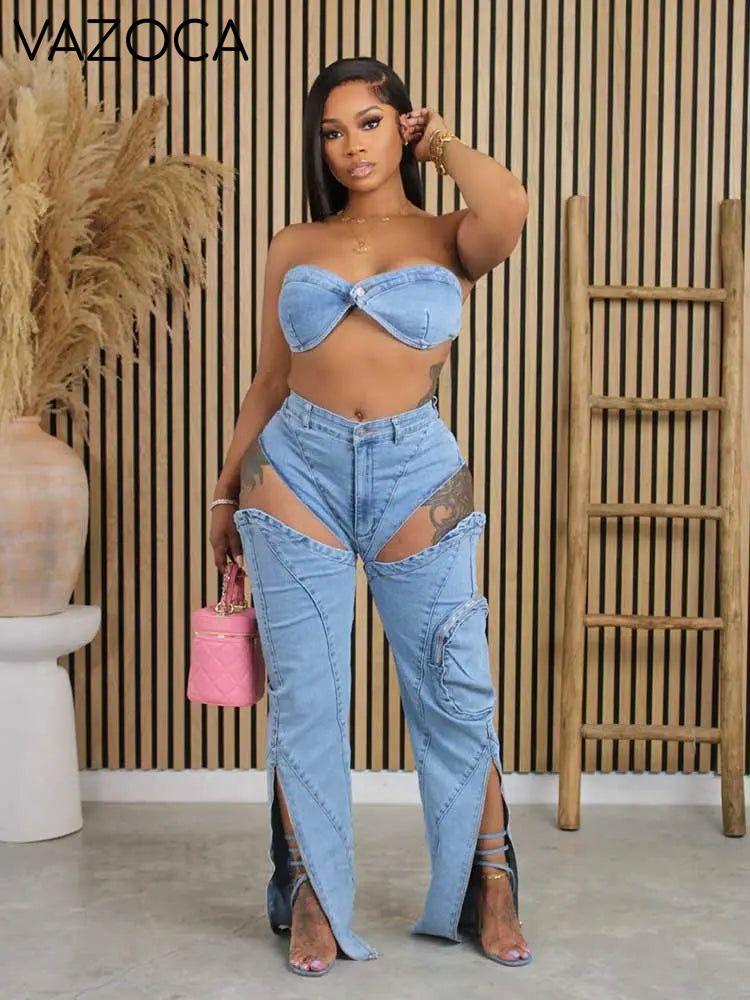 Sidney Denim Pants Set