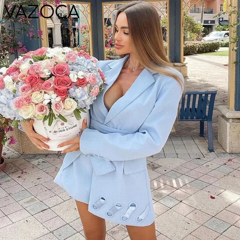Sky Blue Blazer Dress