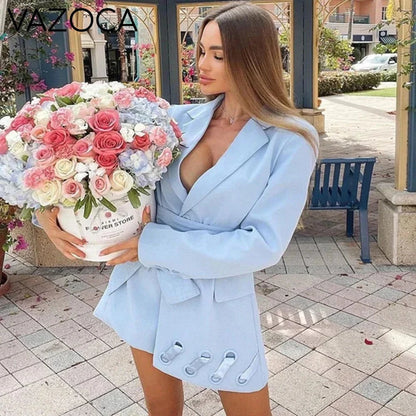 Sky Blue Blazer Dress