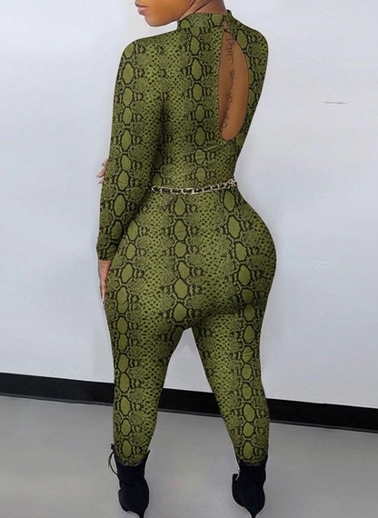 Snaked Printed Cut-out Jumpsuit