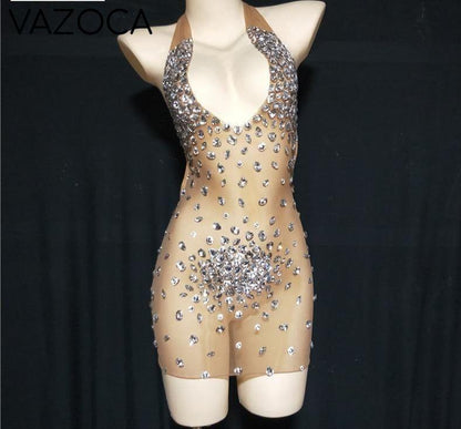 Sparkly Rhinestone Mesh Dress