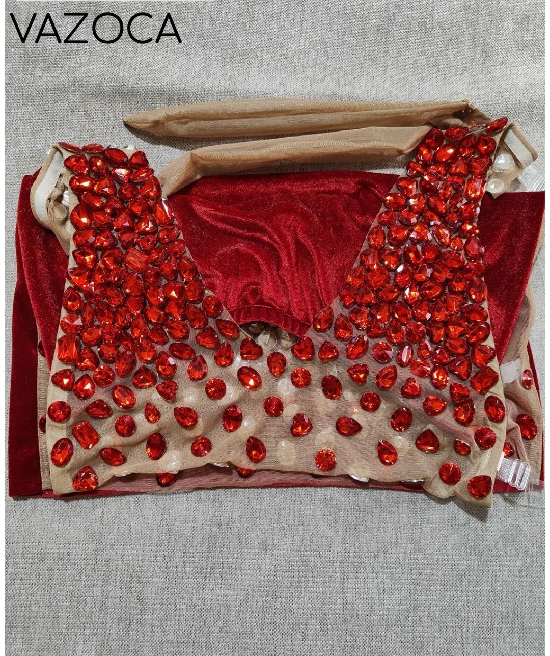 Sparkly Rhinestone Mesh Dress Red