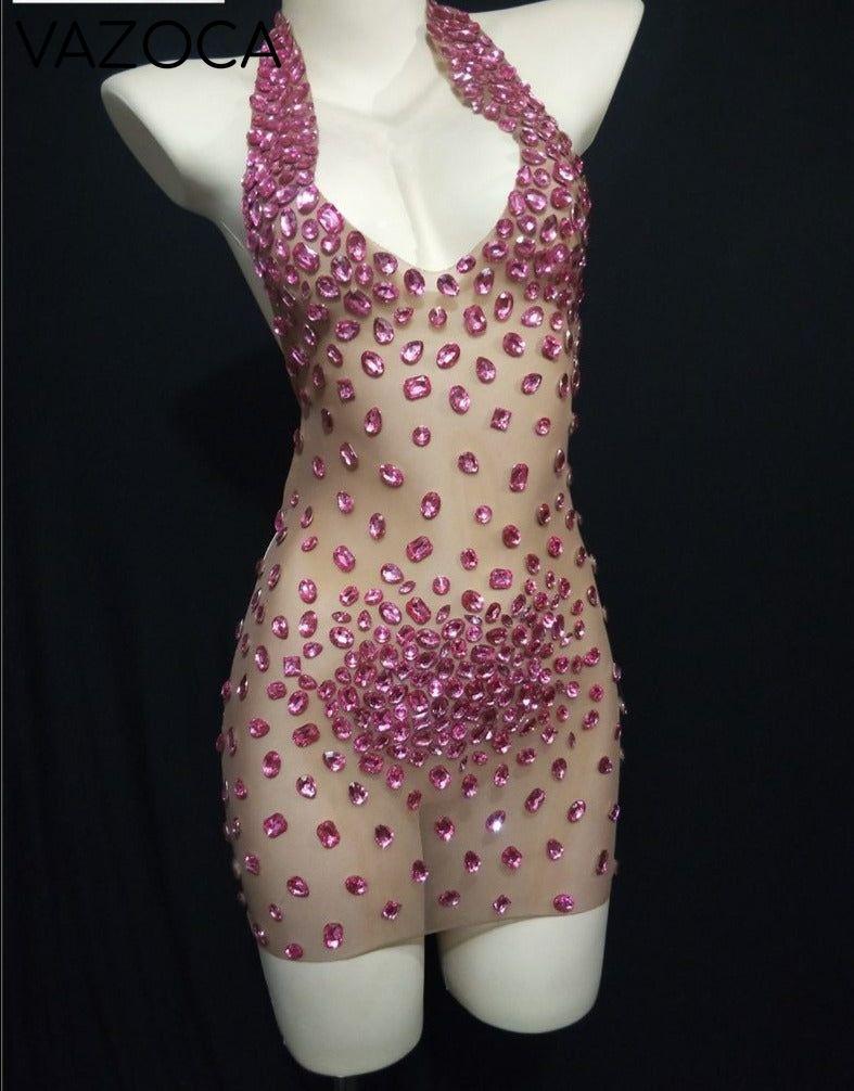 Sparkly Rhinestone Mesh Dress
