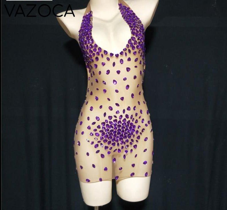 Sparkly Rhinestone Mesh Dress