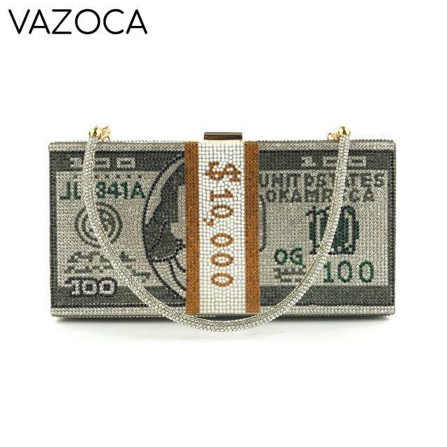 Stack Of Cash Clutch Bag Black