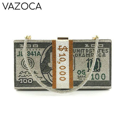 Stack Of Cash Clutch Bag Black