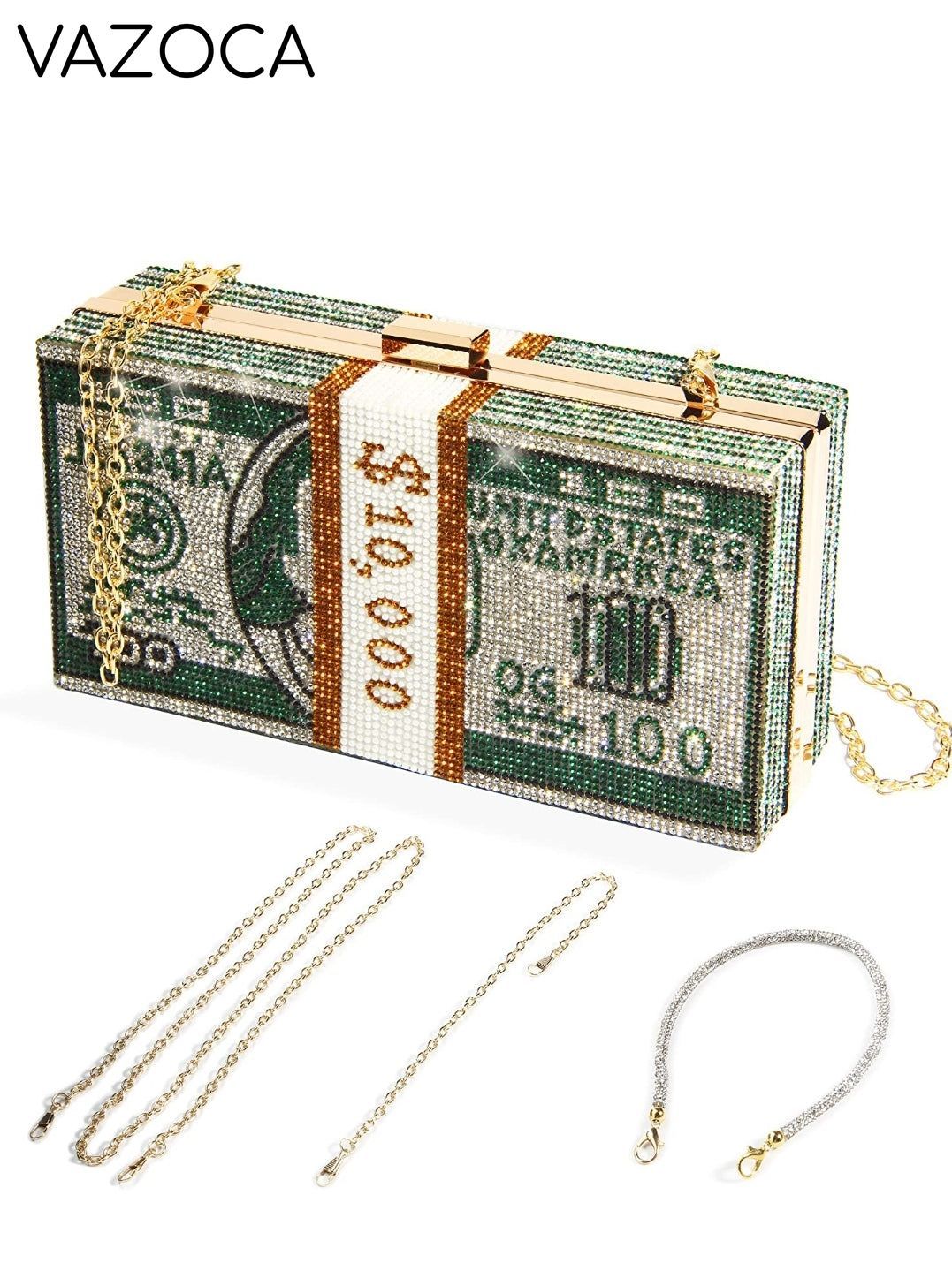 Stack Of Cash Clutch Bag Green