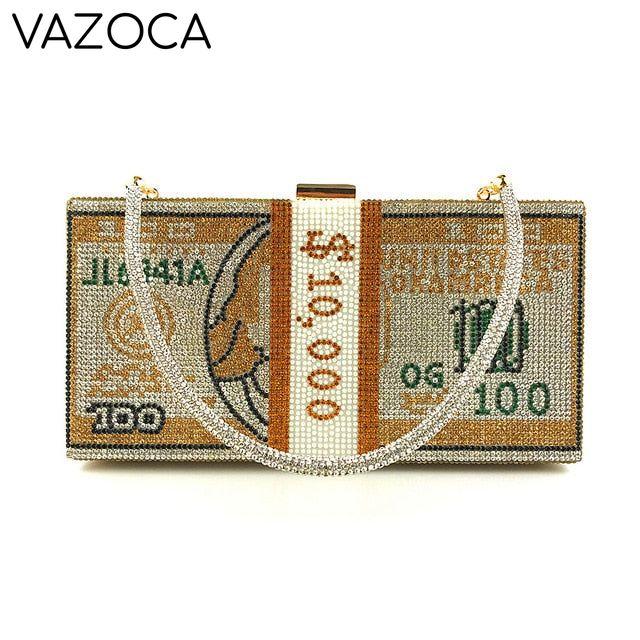 Stack Of Cash Clutch Bag Gold