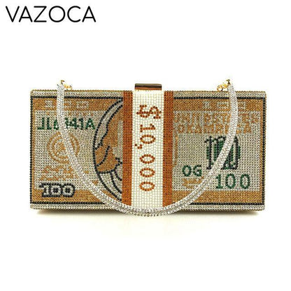 Stack Of Cash Clutch Bag Gold