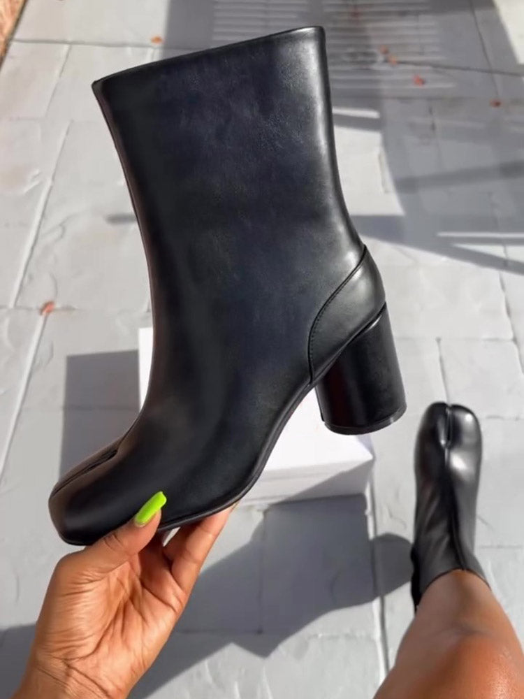 Split Toe Tabi Chunky Heel Boots