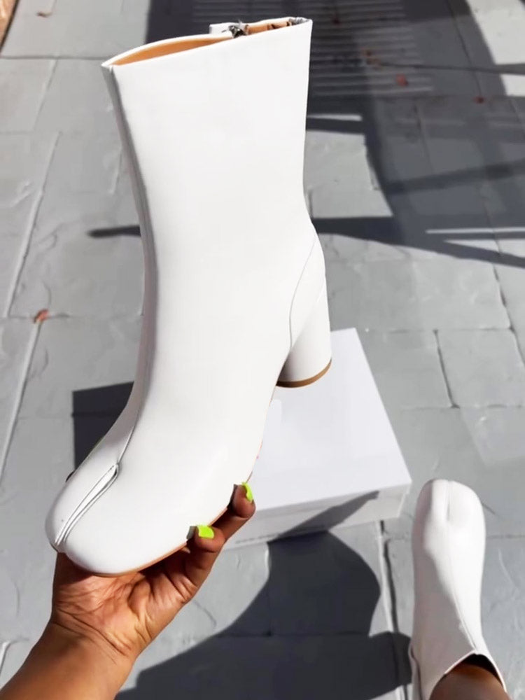 Split Toe Tabi Chunky Heel Boots