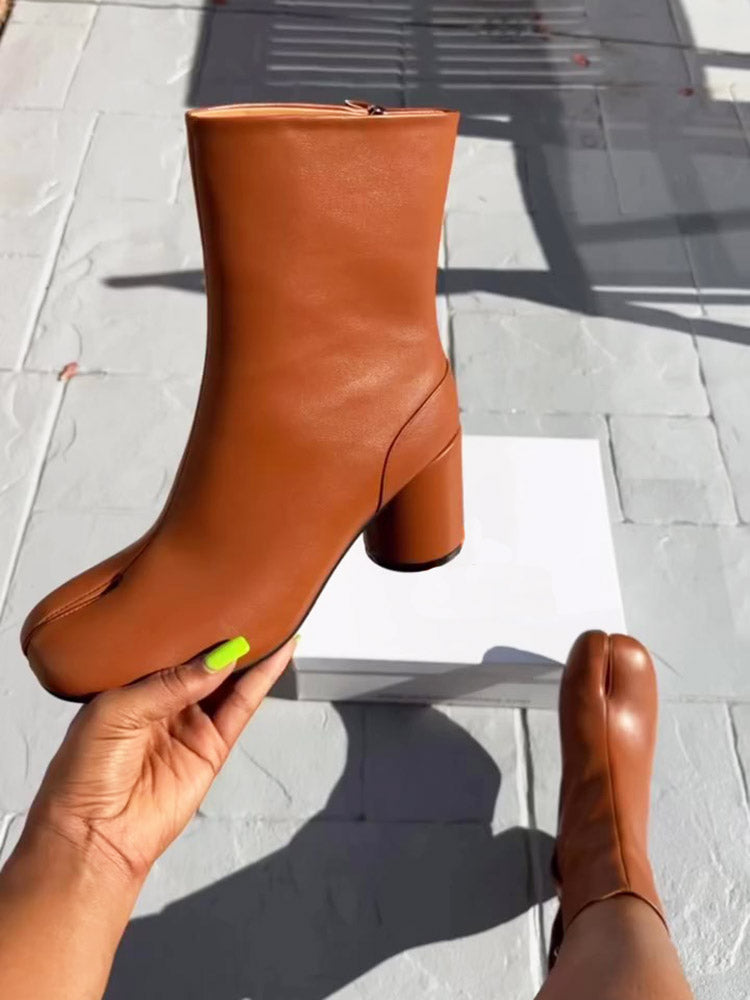 Split Toe Tabi Chunky Heel Boots