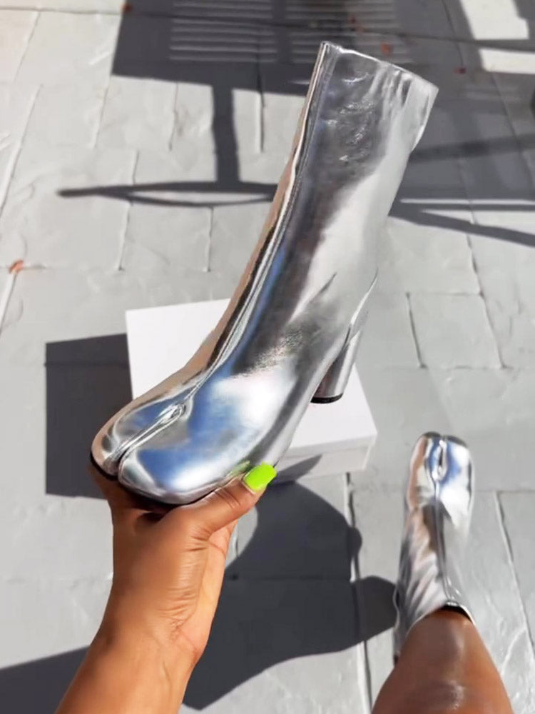 Split Toe Tabi Chunky Heel Boots