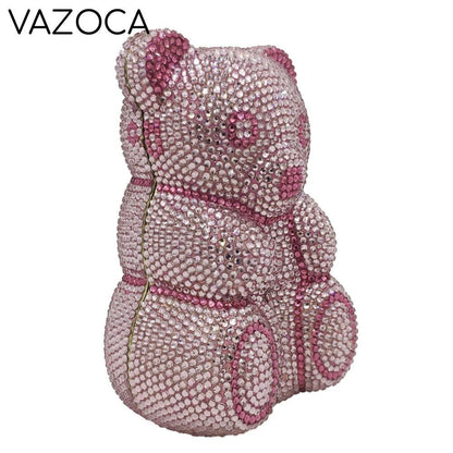 Teddy Bear Crystal Clutch Handbag