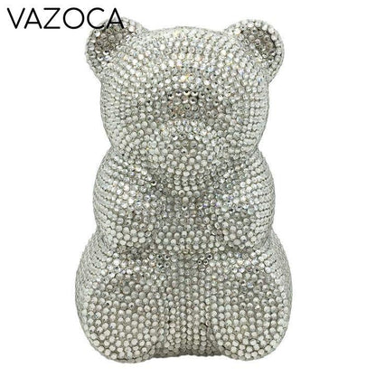 Teddy Bear Crystal Clutch Handbag