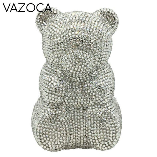 Teddy Bear Crystal Clutch Handbag
