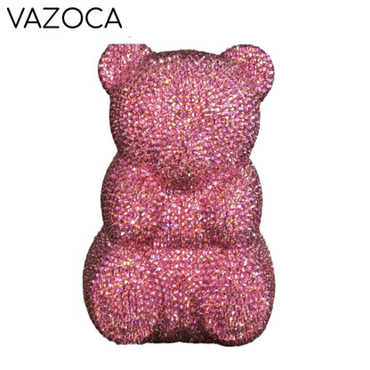 Teddy Bear Crystal Clutch Handbag