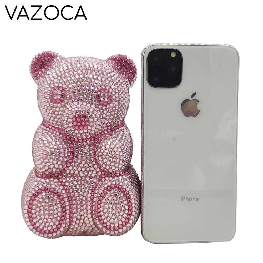 Teddy Bear Crystal Clutch Handbag