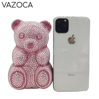 Teddy Bear Crystal Clutch Handbag