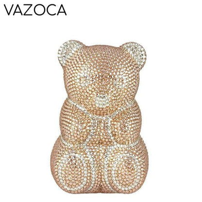 Teddy Bear Crystal Clutch Handbag