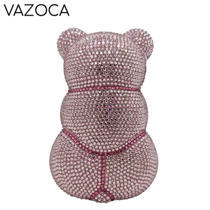 Teddy Bear Crystal Clutch Handbag